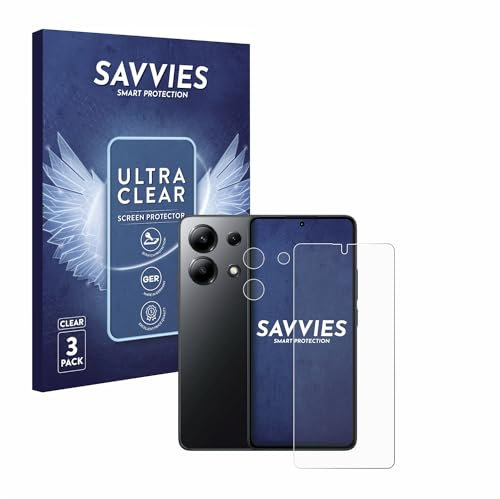 savvies Protection Ecran pour Xiaomi Redmi Note 13 4G (Avant+Caméra) (6 Pièces) - Film Protection Ultra Clair