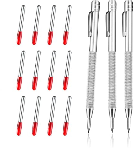PBUSPU 3pz carburo di tungsteno punta Scriber, con 12 Punte di Penna Aggiuntive,Tungsteno Carburo Punta Scriber per Scrivere su Legno, Acciaio e Vetro