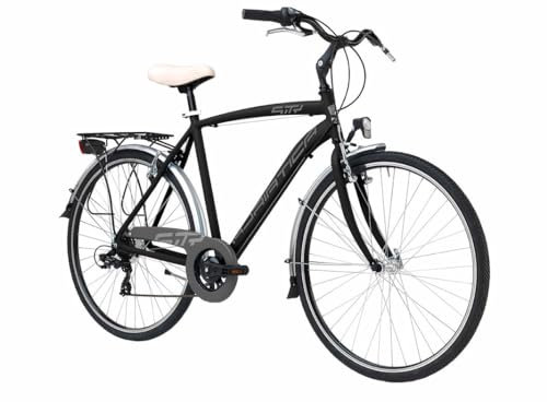 Adriatica Bazam - Touring-Fahrrad für Herren, 28 Zoll, City-Trekking Sity 3, Schaltung mit 18 Gängen, Rahmen aus Aluminium, Größe 50, mattschwarz