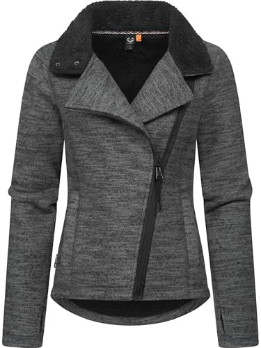Ragwear Damen Sweatjacke Strickjacke mit Teddyfell-Futter Saskie Melange YOUMODO XS-3XL
