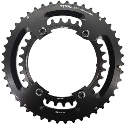 STONE – Platos Redondos 2X 110 BCD Compatible con Shimano y transmisiones SRAM Cadenas Flat Top Road CNC Aluminio 7075-T651 R7000 105, R8000 Ultegra, R9000 Dura Ace, 12 velocidades Flat Top