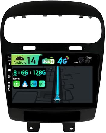 BXLIYER | Eingebaut 4G DAB | Android 14 QLED Autoradio für FIAT Freemont Dodge Journey Leap (2012-2020) |6G+128G | Carplay & Android Auto | Kamera + MIC | Dual Band WiFi SWC | 9 Zoll Octa-Core 2 Din