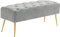 HOMCOM Sitzbank Polsterbank mit Lammwolle-Optik, Knopfheftung, Bettbank mit Stahlbeine, Schuhbank für Schlafzimmer, Wohnzimmer, Flur, 112 x 41 x 46 cm, Grau