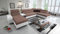 All4All Ecksofa mit Schlaffunktion Margo V 371x221 cm - Schlafsofa mit Bettkasten - Wohnlandschaft in U-Form - XXL Sofa - Seite Links - Gewebe mit Kunstleder - Braun/Weiß - Modern 26