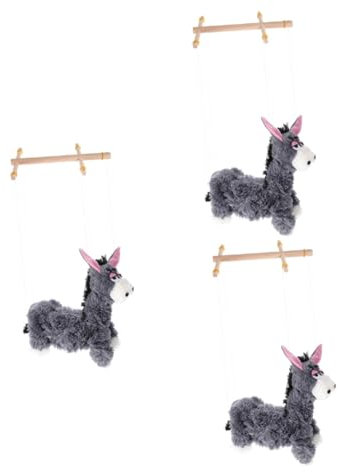 VICASKY 3stücke Marionette Holzspielzeug Für Lustige Tierpuppen Für Puppentheater Interaktive Eltern-Spiele Fördert Fingerfertigkeit Und Kreativität Esel-Puppe
