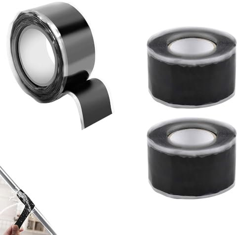 HXHWKEN 3 Rollos Cinta de Silicona de Autofusión Negro Cinta Aislante Impermeable Cinta de Reparación Para Reparar Tuberías de Agua, Tubos y Cables