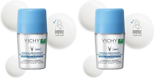 VICHY Deo Stick, Für empfindliche Haut, Ohne Aluminium, Für Frauen und Männer, Hemmt die Schweiß- und Geruchsbildung, Mit Panthenol und Zinkglukonat, Ohne Alkohol, Dermo-Tolerance, 3x40 ml