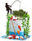 Gone Fishing Cake Topper, 14 Pieces Fisherman Themed Decoration for Retirement Party Supplies Gone Fishing Cake Topper Fisherman Fish Cake Decoration Birthday Theme Party Supplies (Fish)