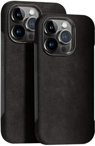 Alcantara Case for Case for iPhone 16 Pro Max/16 Pro/16 Plus/16, Frameless Synthetic Suede Cover, Soft Microfiber Interior, Compatible with Magsafe, Sleek Look,Gray,16 Plus