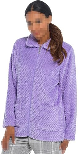 A2Z Ladies Bed Jacket Ultra Soft Winter Waffle Fleece Zip Through Housecoat - Jacket 1692 Lilac 12-14