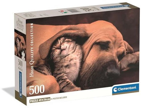 Clementoni Puzzle Collection - Cuddles 500 Stücke, Compact Box - Puzzle für Erwachsene 14-99 Jahre, Geschenk für Mann und Frau, Made in Italy, 35583