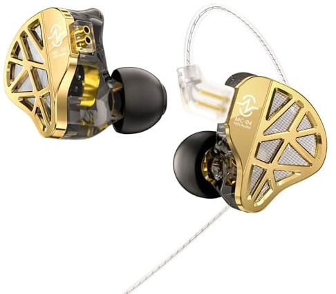 keephifi CCZ MC04 In-Ear-Monitor, In Ear Kopfhörer mit Kabel 3,5-mm-Stecker Verhedderungsfreies Versilbertes OFC, Gaming Earbuds mit 10-mm-Hybridantrieb 1DD+1BA, Zero-Latency IEMs für DJs und Musiker