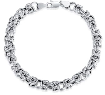 LELOUCHY Italien 6MM Byzantinische Kette Armband Massiv 925 Sterling Silber Link Byzantinisches Armband mit Karabinerverschluss 18/20/23 Zentimeter für Männer Frauen