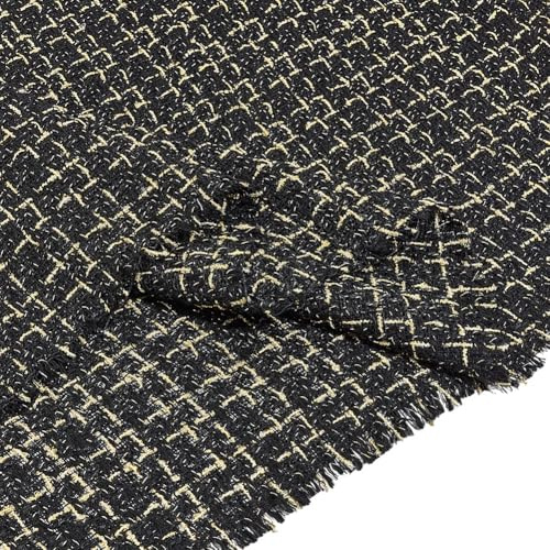 MAYJOYDIY 1.5m Schwarz Tweedstoff Metallisch Gewebter Tweedstoff 48cm Bastelbündel Quadrate Patchwork Für Blumenpaket Diy Nähen Hochzeit Braut Kleid Geschenkpapier
