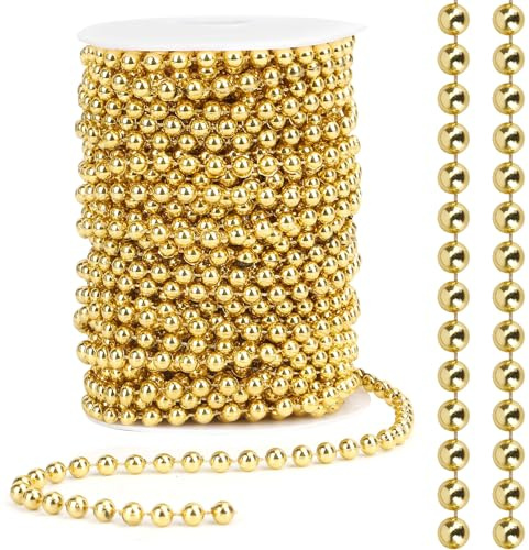 Perlengirlande Für Den Weihnachtsbaum, Perlenkette Deko, Weihnachtlicher Baumschmuck, Perlenkette Gold Deko, 6mm 24m, Für Diy Handwerk Haarschmuck Tischdeko Geburtstag Hochzeits Partydeko