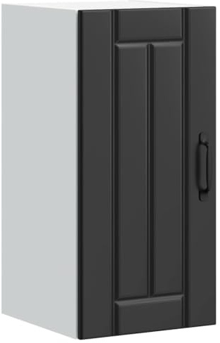 Mandloder Küchen-Hängeschrank Lucca Schwarz, Holzwerkstoff, 30x31x60 cm, wandmontiert, mit Glastüren, für Geschirr & Töpfe, praktischer Stauraum