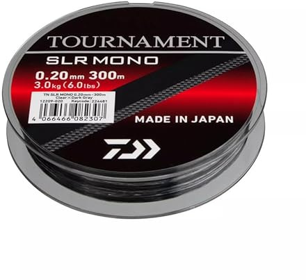 DAIWA Tournament SLR, 300m, 0,18mm, 2.60kg / 5,73lbs, grau-transparent, Monofile Angelschnur, 12209-018