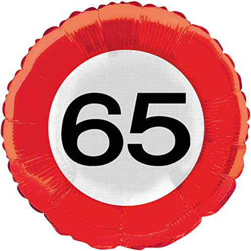 Folat - 65th Birthday Traffic Sign Foil Balloon - 46 cm