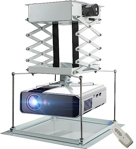 CGOLDENWALL Electric Projector Lift Ceiling Projector Hanger Smart Lift Automated Projector Mount Lift Office Conference Projector Lift/Wireless Remote (Customizable) (Running Distance: 2 M)