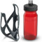 Cube HPP Cage - Matte Grey & Grip Bottle - Red, 750ml / Water Drink Flask Vessel Bidon Holder Mount Bracket Kit Lightweight Plastic Drinking Hydration Biking Bike Riding Frame Accessories