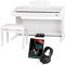 Classic Cantabile DP-210 WM E-Piano SET inkl. Bank, Kopfhörer, Schule (Digitalpiano 88 Tasten Hammermechanik, Kopfhöreranschlüsse, USB, Metronom, 3 Pedale, Piano für Anfänger, inkl. Noten) weiß matt
