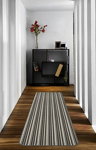 Dandy by William Armes, Ios Stripe Indoor Extra Long Runner, Silver, 240 x 67