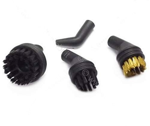 Set de 4 accesorios originales para limpiadores a vapor Polti Vaporetto Smart 40 Mop compuesto de cepillos con cerdas de nailon y latón, y boquilla.