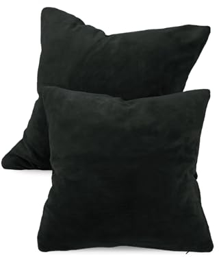 npluseins 2er Pack Kissenhüllen aus Coral-Kuschel-Fleece (2 Stück) 1257.1667, ca. 50 x 50 cm, schwarz