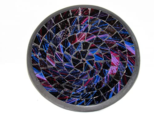 Deko - Schale Glasmosaik rund, 15 cm, blau-lila-schwarz/Glitter