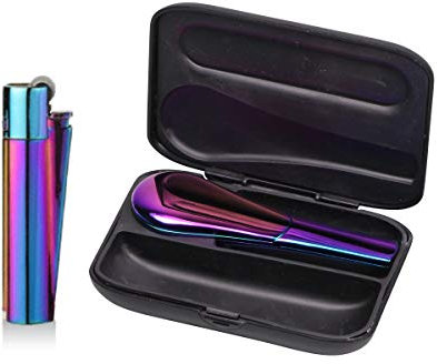Clipper Feuerzeug Metallpfeife Pfeife Regenbogen Set Rainbow Pipe magnetische Pfeife