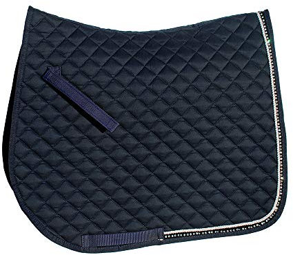 Rhinegold 0 Elite Diamante Trim Saddle Cloth-Full-Navy Schabracke, Volle Größe