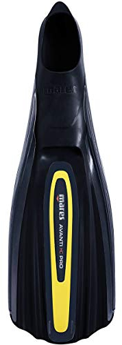 Mares Uni Avanti HC Pro Elastic Technopolymer Blade Full Foot Pocket Fins for Scuba Diving, Snorkeling, Swimming & Freediving, Black/Yellow, 38