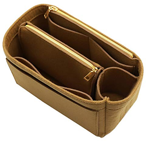 Organisatorischer Tascheineinsatz aus Filz mit Reißverschluss, passend für Speedy-Neverfull-Tasche, Taschenformer, Braun (B-light Brown), X-Large