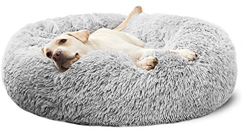 ANWA Haustierbett Donut Hundebett, Welpe Hundebett große Hunde, rundes Plüsch Hundebett weiches Hundesofa (L) 76 cm