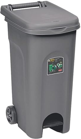 Pattumiera per la raccolta differenziata dei rifiuti bidoni spazzatura contenitori con fermasacco da interno e esterno plastica forte 80 lt con ruote per un'agevole mobilità-grigio