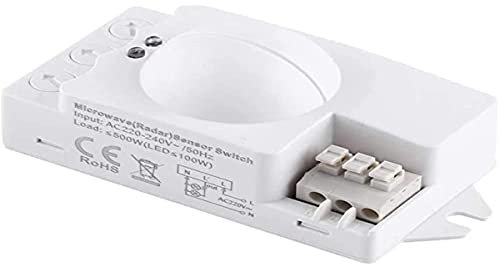 Detector de Movimiento por microondas, con sensibilidad Ajustable y Alcance de hasta 12 Metros, Ideal para Seguridad y automatización de Espacios.