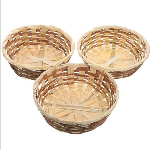 EXCEART 3 Pièces en Osier Naturel Corbeille De Fruits Corbeille À Pain Plateau De Stockage Panier Osier Corbeille De Fruits Pain Servant Panier Ronde Peu Profonde Panier