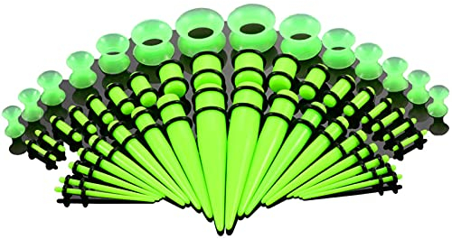 XINHE Dehnstäbe Tunnel Set Ohr Dehnstab Expander Plug Set 1.6-10mm Leuchten im Dunkeln mit Flesh Silikon Ohr Tunnel Piercing Set 50 stück,005