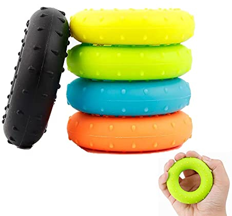 5 Stücke Handtrainer Ringe, Unterarm Fingertrainer, Hand Grip Trainer Strengthener, Unterarm Finger Silikon Trainer, Fingerspannungsring Silikon, für Handgelenk, Fingerkrafttraining