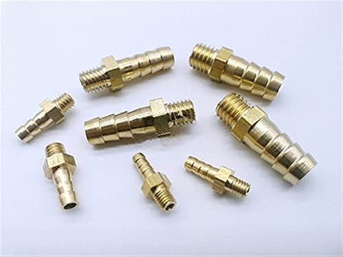 Lnanqing-Brass Adapter 3mm 4mm 5mm 6mm 8mm 10mm OD Hose Barb M3 M4 M5 M6 M8 Metric Male Thread Brass Pipe Fitting Coupler Connector Adapter, 5PCS, Garden Hose Connector (Color : M8x1 to 8mm)