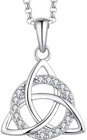 JO WISDOM Damen Kette Knoten Silber 925,Halskette Anhänger Irischer keltischer Trinität mit 3A Zirkonia,Schmuck für Frauen