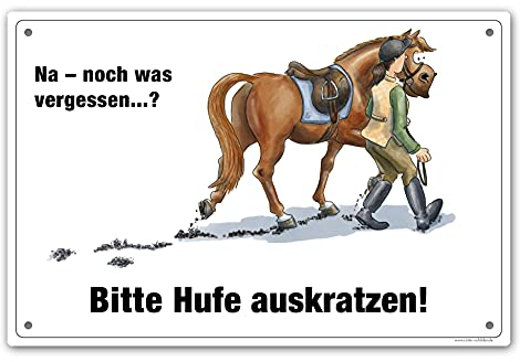 Comic-Schilder.de Schild Bitte Hufe auskratzen