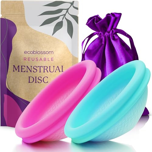 Ecoblossom Wiederverwendbare, auslaufsichere Menstruationsscheiben – aus medizinischem Silikon, nachhaltiger, umweltfreundlicher. 2er-Pack kleine Menstruationsscheiben, Fassungsvermögen 42 ml