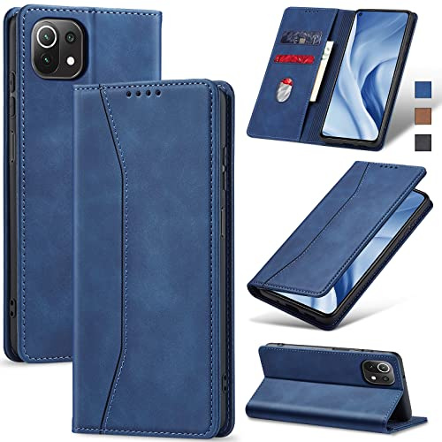 Jasonyu Cover per Xiaomi 11 Lite, Portafoglio PU Pelle Custodia, Blu | Flip Libro, Slot Porta Carte, Magnetica, Funzione Supporto, TPU Antiurto