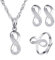Yienate Braut Unendlichkeit Freundschaft Kristall Schmuck Set Zirkonia Strass Unendlichkeit Anhänger Halskette Ohrringe Ring Set Silber Hochzeit Schmuck Set Für Frauen Mädchen