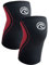 Rehband Kniebandage 3mm Neopren, leichte Kniebandage für Damen & Herren, Bandage Knie für Ausdauersport, atmungsaktive Sportbandage, Farbe:Schwarz/Rot - 1 Paar, Größe:XS