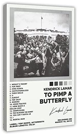 Kendrick Lamar Poster To Pimp A Butterfly Tracklist Album Cover Kunst Poster Leinwand Poster Schlafzimmer Dekor Sport Landschaft Büro Raum Dekor Geschenk Rahmen Stil 30 x 45 cm