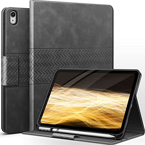 AUAUA Hülle für iPad (A16) 11./10. Generation (2025/2022), mit Stifthalter, Auto Schlaf/Aufwach Funktion, PU Leder (Grau)