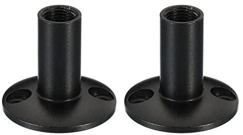 PATIKIL Microphone Flange Mount, 2 Pack M10 Fine Thread Female Thread Nut Screw Round Base for Microphone Gooseneck Hose Adapter, Black