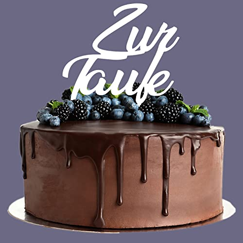 Cake Topper aus Acryl zur Taufe Kuchendeko Tortenstecker | weiß | Kuchendekoration und Tortenschmuck | Taufgeschenk |100% Made in Germany